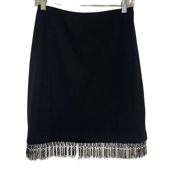 Vintage Cache Womens Size S Black Beaded Fringe Stretch Skirt - Picture 6 of 6